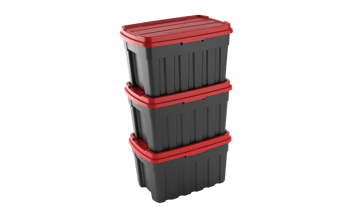 Tuff Box 140L Storage Boxes with Lid  Set of 3 - Black - Garage & Tool Storage