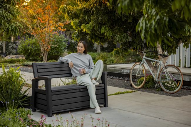 Graphite 60 Gallon Outdoor Storage Bench - Keter US