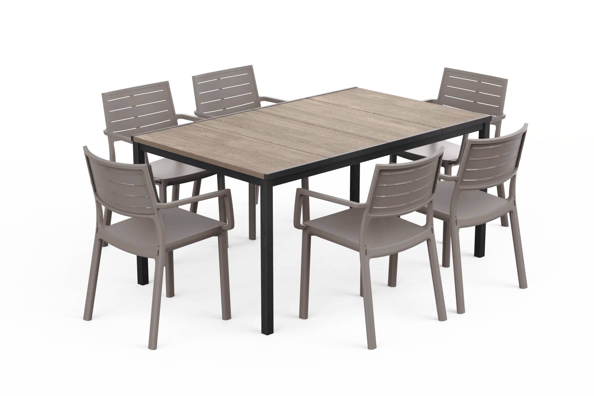 Signature Porto Dining Table + Metaline Dining Chair, Set of 6 - Cappuccino