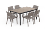 Signature Porto Dining Table + Metaline Dining Chair, Set of 6 - Cappuccino
