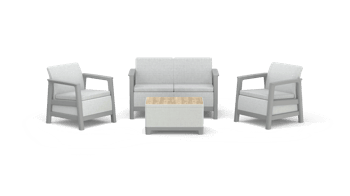 Scandi Linea 4 Seater Lounge Set with Ashwood Storage Table - Grey - Lounge Sets
