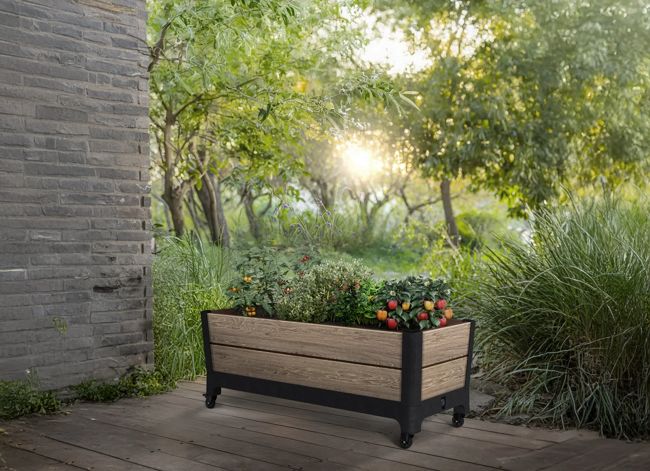 Signature Rolling Planter Mobile Garden Bed - Ashwood Brown - Keter US