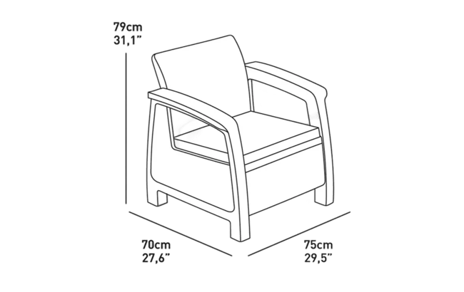 מערכת ישיבה קורפו בלקוני - אפור כהה