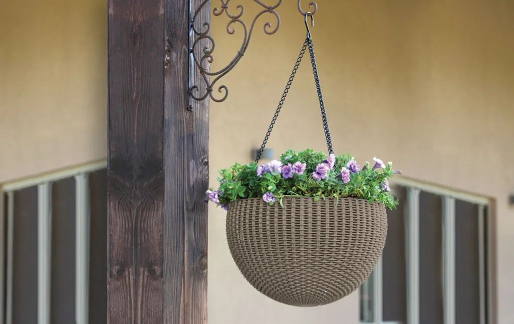 Brown Hanging Sphere Planter & Flower Basket (Set of 2) - Keter US