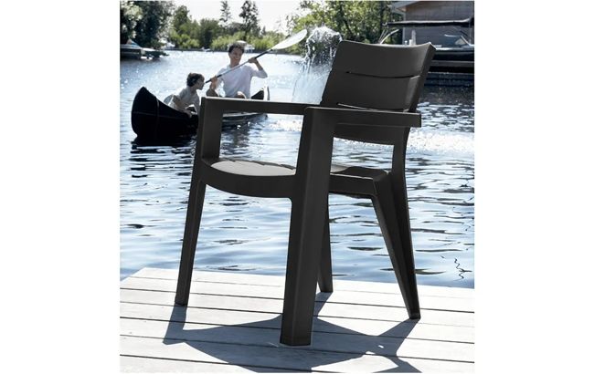 פינת אוכל טוסקנה- שולחן ו 6 כיסאות - אפור כהה