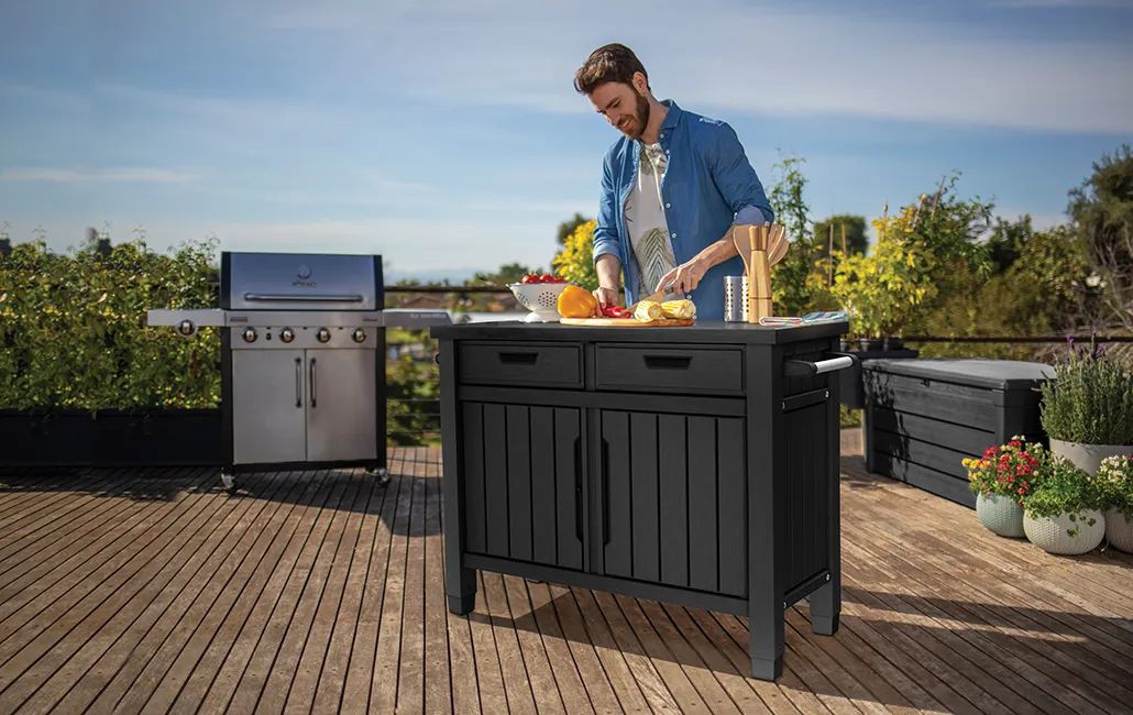 Unity Outdoor Kitchen  BBQ Table and Storage Cabinet - Graphite