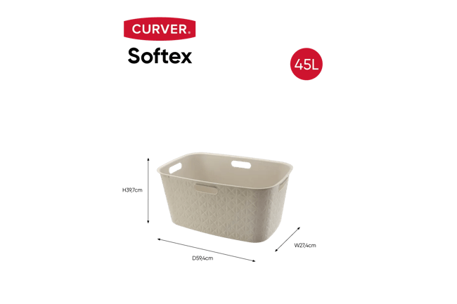 סל כביסה סופטקס 45 ליטר - קרם