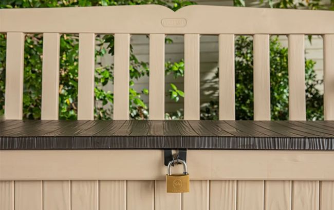 Solana Brown 70 Gallon Outdoor Storage Bench - Keter US