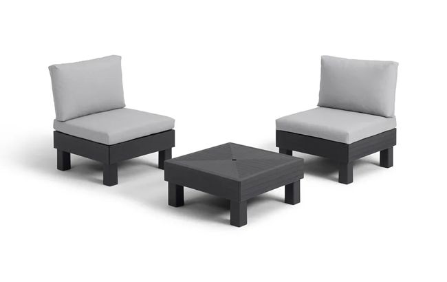 Salon de jardin Elements modulable 2 fauteuils et Table basse - Noir
