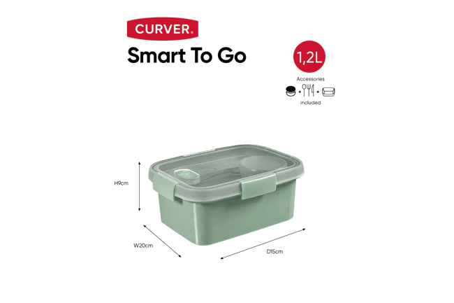 קופסת סמארט אקו מלבנית 1.2 ליטר - ירוק