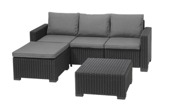 California 3 Seater Chaise Longue Lounge Set - Grey - Patio Sets