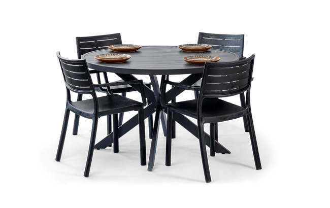 פינת אוכל פרלין שולחן עגול ו 4 כיסאות - לבן