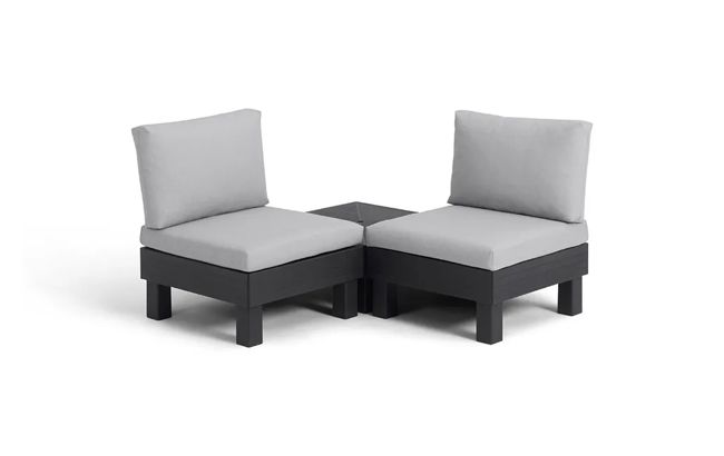 Salon de jardin Elements modulable 2 fauteuils et Table basse - Noir