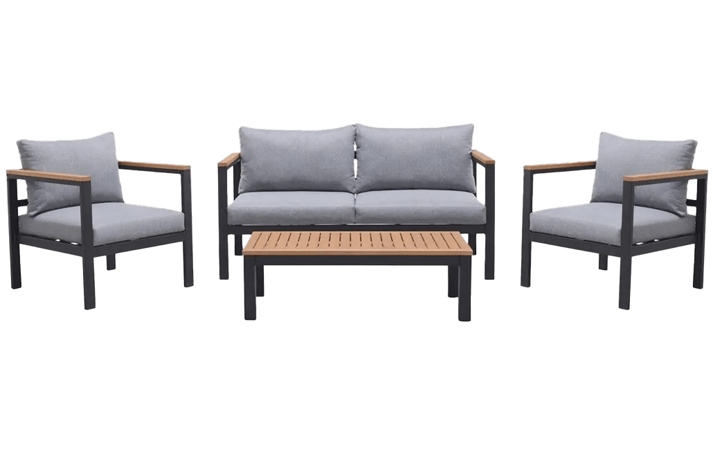 מערכת ישיבה באונטי - אלומיניום בשילוב עץ - שחור