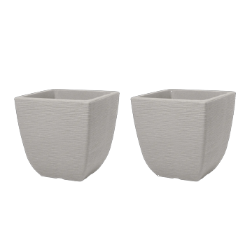 Cotswold Square Planter 32cm Set of 2 - Limestone Grey - Planters