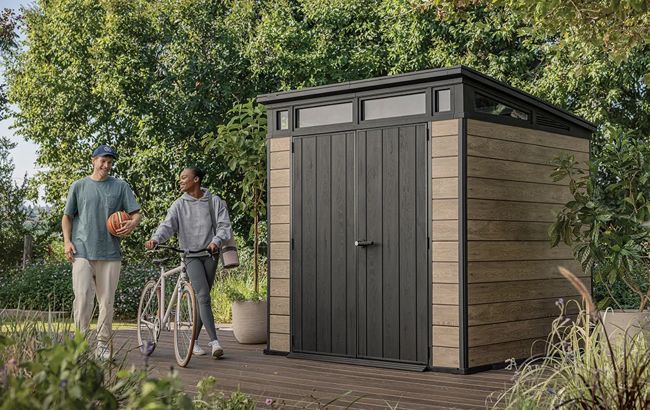 Signature Ashwood Brown Medium Storage Shed - 7x7 Shed - Keter US