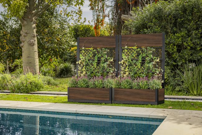 Rosewood Brown Privacy Planter With Trellis - Keter US