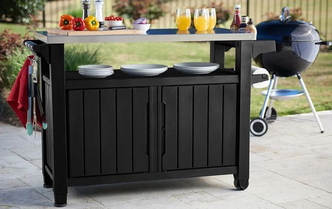 Unity XL Graphite Outdoor Kitchen Cart with Storage - Keter US
