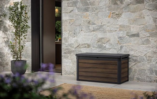 100 Gallon Deck Box Signature Storage Box Rosewood Brown - Keter US