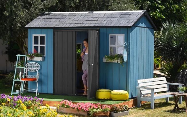 Oakland Grey Large Storage Shed - 11x7.5 Shed - Keter US