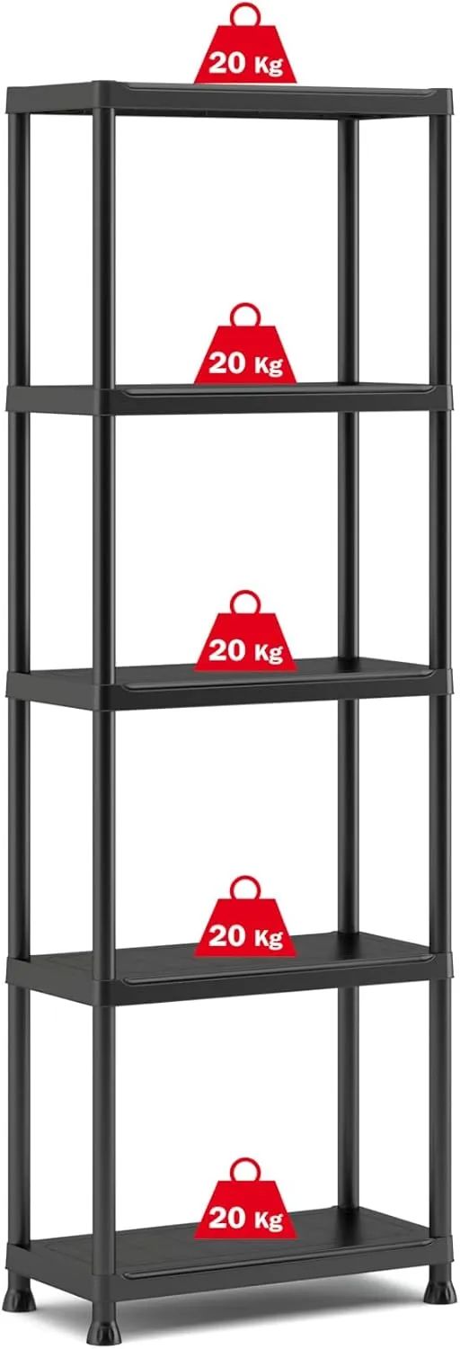 Plus Lagerregal – 5 Böden - Schwarz/Grau