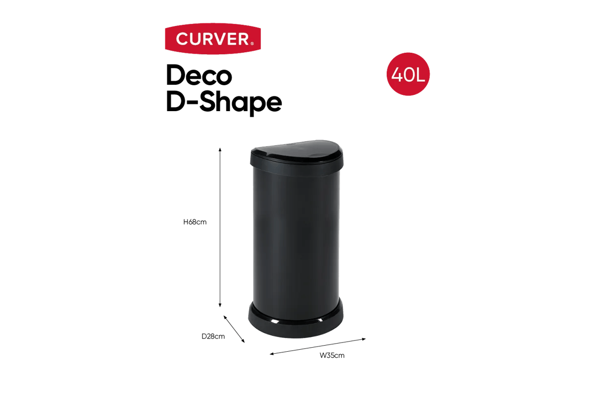Decobin Push Prullenbak 40L - Zwart