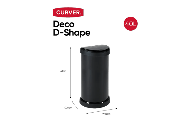 Decobin Push Prullenbak 40L - Zwart