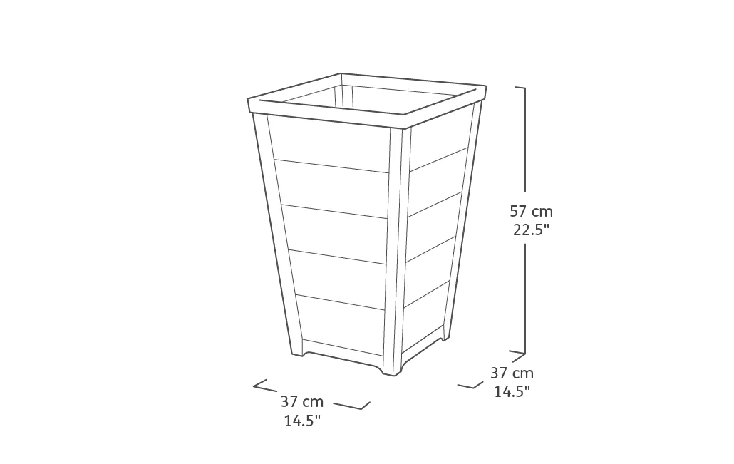 Taper Square Planter 37cm Set of 2 - Graphite