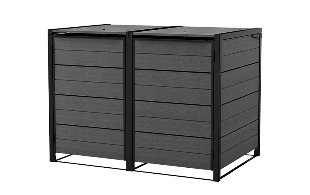 Hide Away Trash Can Storage Shed - Graphite