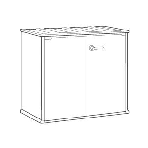 Cobertizo de exterior Patio Store - 140x73,6x120 cm y 1000L - Deco Gris
