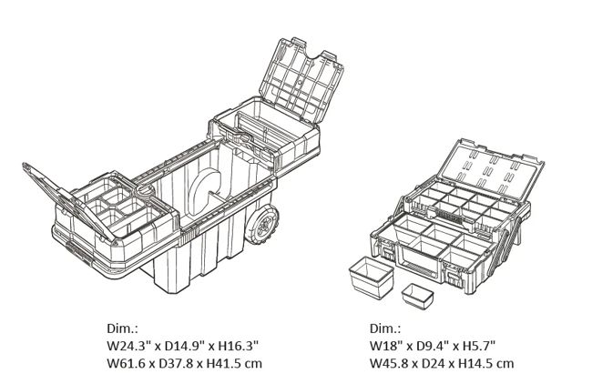 Masterloader Rolling Tool Box with Cantilever Organizer - Keter US