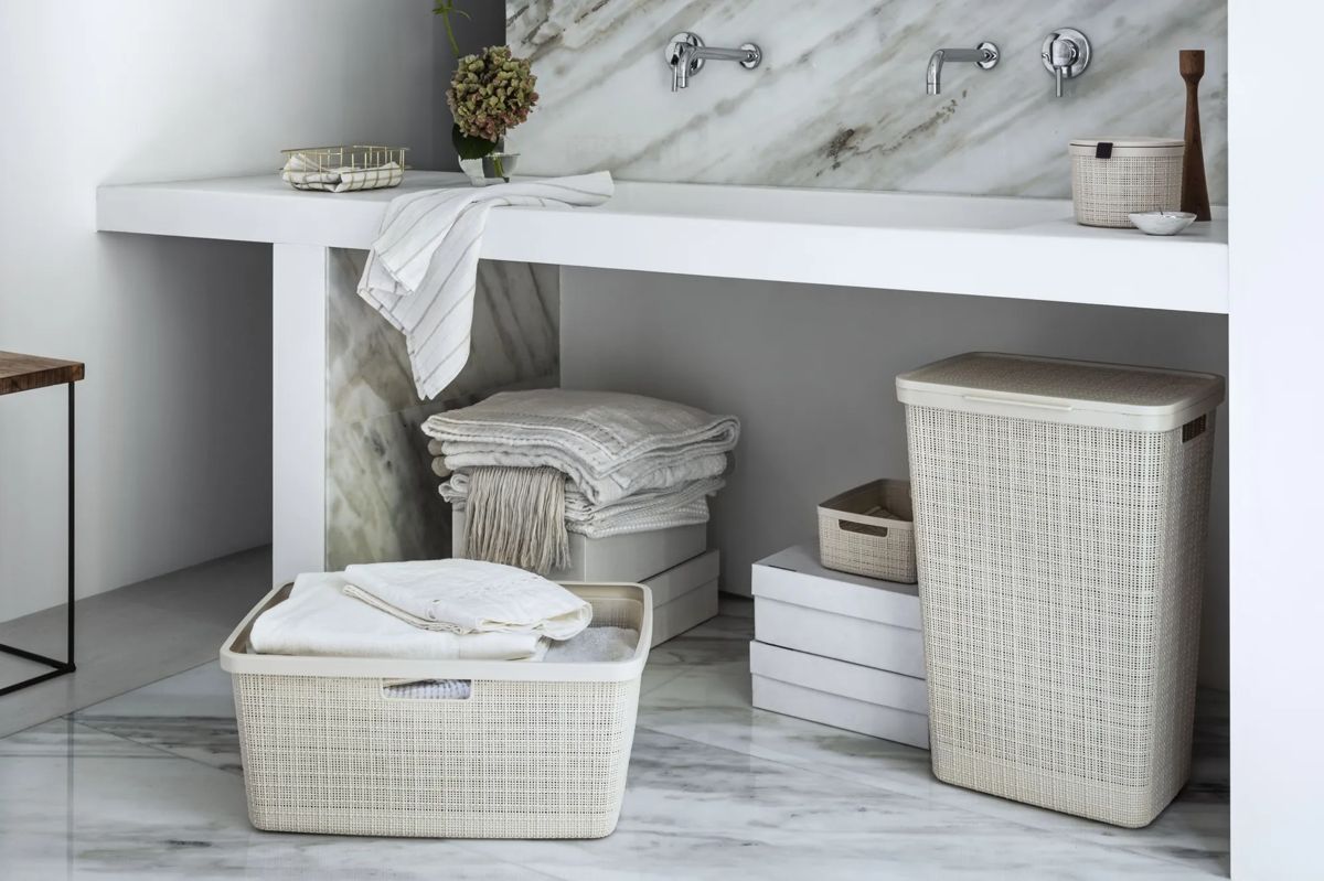Jute Wasmand 46L - Wit