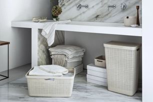 Jute Wasmand 58L - Wit - Wasmanden