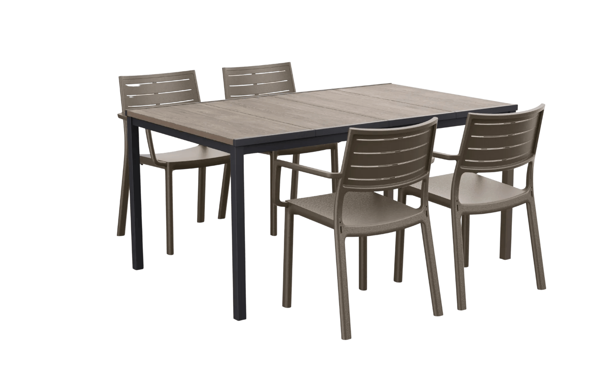 Signature Porto Dining Table + Metaline Dining Chair, Set of 4 - Cappuccino