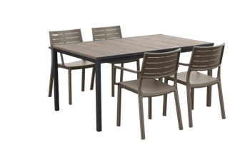 Signature Porto Dining Table + Metaline Dining Chair, Set of 4 - Cappuccino - Dining Sets