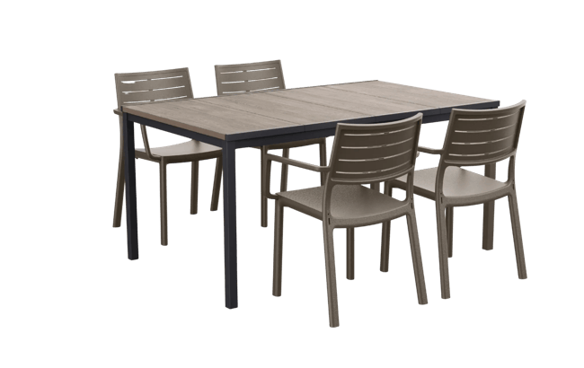 Signature Porto Dining Table + Metaline Dining Chair, Set of 4 - Cappuccino