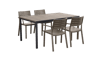 Signature Porto Dining Table + Metaline Dining Chair, Set of 4 - Cappuccino