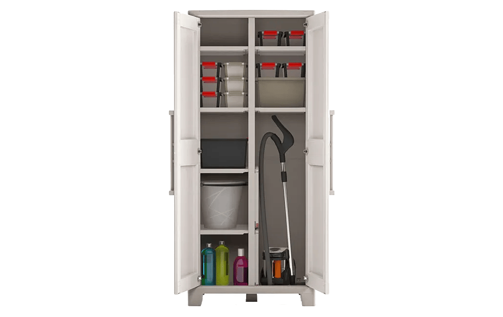 Armario escobero de exterior Gulliver - 182x44x80 cm. - Beige