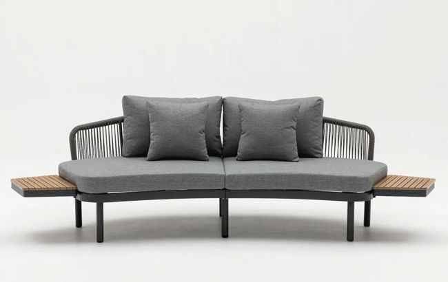 ספת רביצה מרקש + 2 שולחנות צד  - אפור גרפיט