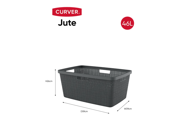 סל כביסה יוטה 46 ליטר - JUTE - אפור