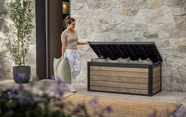 Signature Ashwood Brown 150 Gallon Storage Deck Box - Keter US