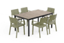 Signature Porto Dining Table + Metaline Dining Chair, Set of 6 - Olive Green