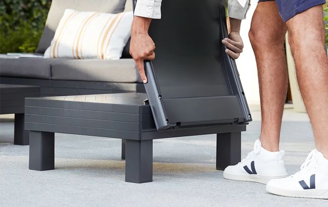 Salon de jardin Elements modulable 2 fauteuils et Table basse - Noir