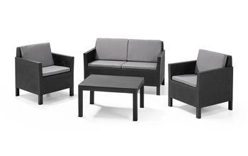Conjunto de exterior de 4 plazas Chicago - Grafito - Conjunto de sofás, sillones y mesa