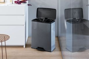 Decobin Prullenbak 65L - Grijs - Prullenbakken