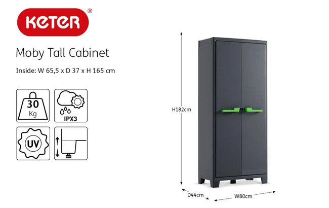 Armario alto de exterior Moby - 182x44x80 cm. - 