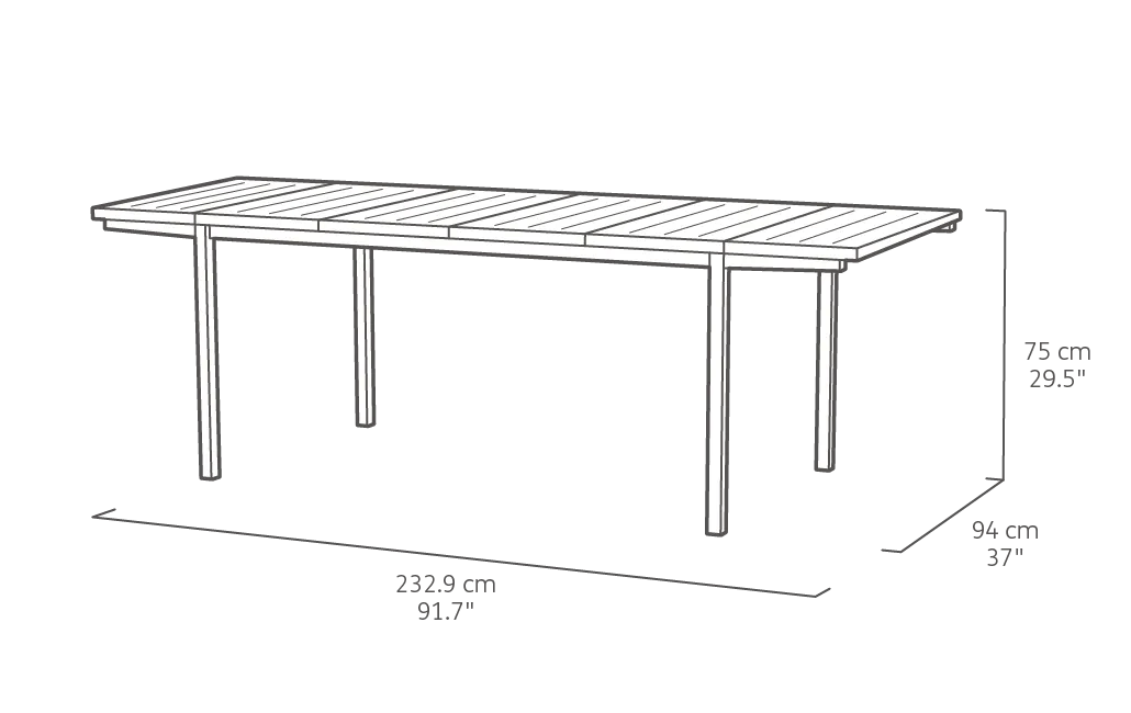 Mesa comedor de exterior Porto extensible 155–233x94x75 cm - Marrón
