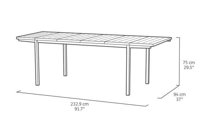 Mesa comedor de exterior Porto extensible 155–233x94x75 cm - Marrón