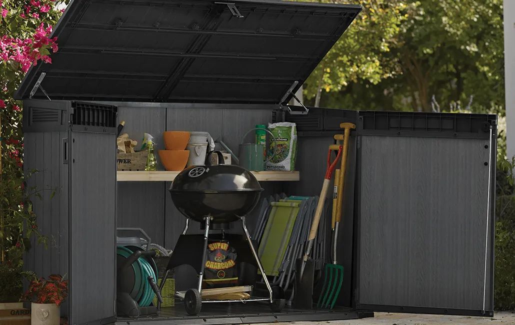 Cobertizo de exterior horizontal Cortina Mega - 190,5x109,3x132,5 cm y 2020L - Gris