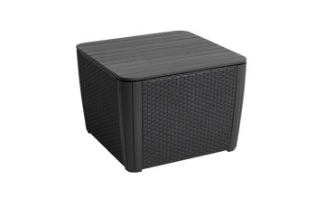 Luzon Plus Ablagetisch - Flache Rattanoptik - 57x57x43cm - Grau - Gartenstühle und Tische